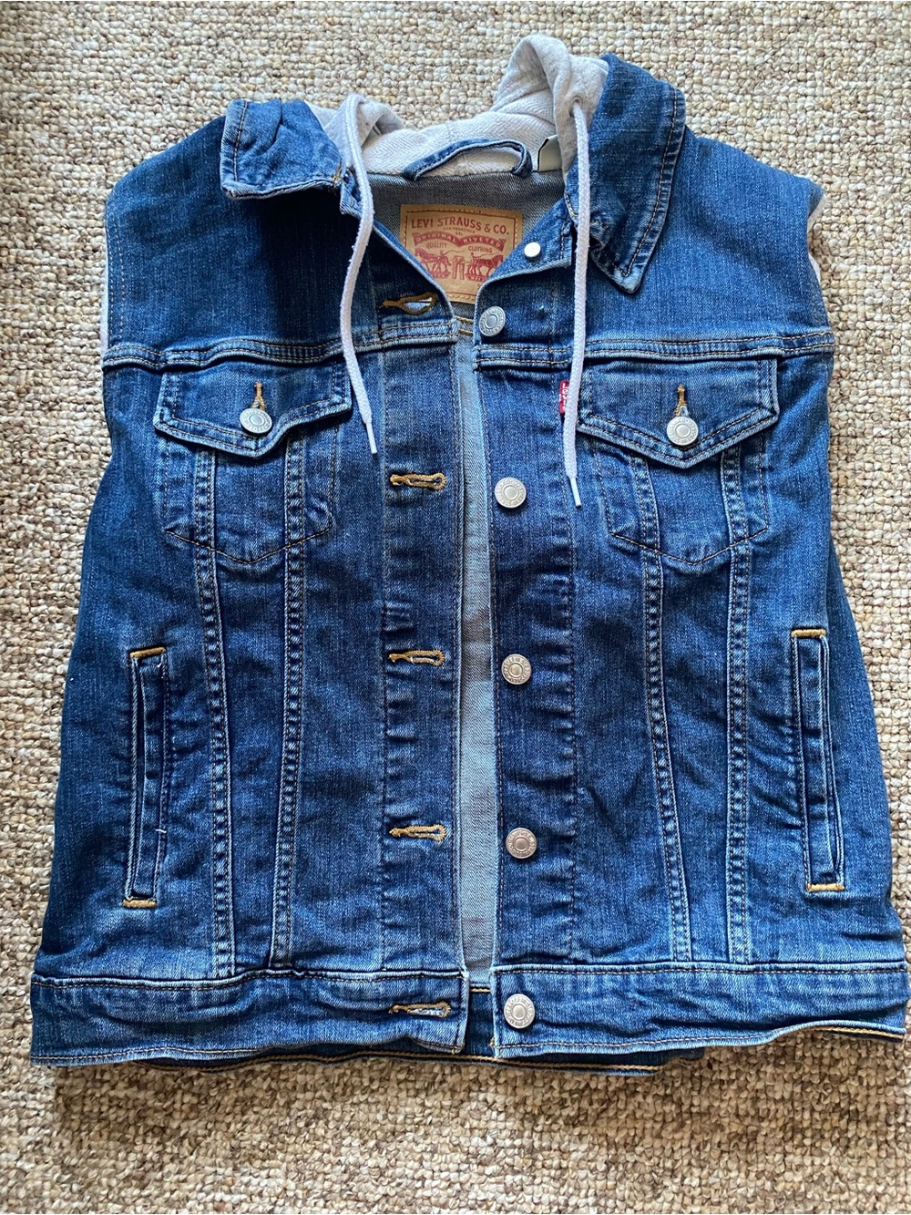 Signature by Levi Strauss Blue Denim Jacket with Gray Hood